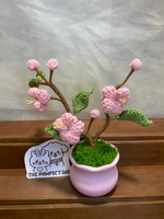 Plante en pot en crochet de fleurs de cerisier pour la décoration de la maison, fleurs en crochet, fleurs de sakura en crochet, décoration de bureau, cadeaux de la Saint-Valentin