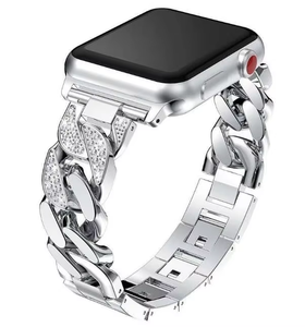 Moda atmosférica para <span class=keywords><strong>Apple</strong></span> <span class=keywords><strong>Watch</strong></span> Correa IWatch 1/<span class=keywords><strong>2</strong></span>/3/4/5/6 <span class=keywords><strong>generación</strong></span> Cadena <span class=keywords><strong>de</strong></span> mezclilla <span class=keywords><strong>de</strong></span> una sola fila correa <span class=keywords><strong>de</strong></span> metal con tachuelas <span class=keywords><strong>de</strong></span> diamantes - Product Image 2