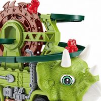Jouet de voiture dinosaure Triceratops à piste spirale éducatif STEM avec ascenseur, lumière et son pour enfants garçons et filles
