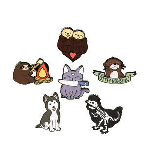 Alfileres metálicos de animales de dibujos animados personalizados de fábrica de China, alfileres de solapa de gato <span class=keywords><strong>Husky</strong></span> de nutria de moda <span class=keywords><strong>para</strong></span> abrigo, sombrero, bolso, Decoración, regalo, alfileres de Boutique - Product Image 1