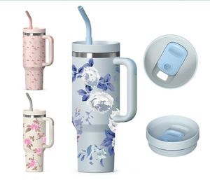 Best-selling Large-capacity Stainless Steel Car Water <b>Bottle</b> with Printed Patterns and Straws, Company Custom Gift Water Cup - Product Image 1