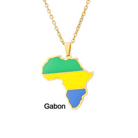 Collier pendentif carte vintage d'Afrique en alliage d'acier inoxydable avec Égypte Tanzanie Érythrée Algérie Ouganda Djibouti Zimbabwe