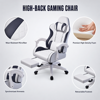 Chaise de jeu ALINUNU avec logo personnalisé en similicuir pour salle de jeu, chaise de jeu ergonomique à dossier haut avec repose-pieds