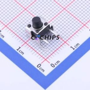 TS-1093C-A6B2-D1 Tactile Switch Bent Lead Through Hole-4P,6x6mm Single Pole Single Throw Round Button 1.8N Right Angle Insert - Product Image 1