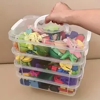 Boîte de rangement empilable transparente en PP à 4 niveaux avec séparateurs ajustables pour jouets, blocs de construction, bijoux, artisanat, organiseur