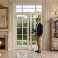 Porte d'entrée extérieure de villa en chêne blanc français, double, insonorisée et isolée, artisanat sur mesure, pour chambre à coucher
