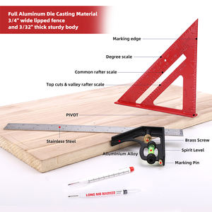 Outil de mise en page carré de vitesse en métal 7 pouces carré de charpentier carré avec mesure de règle d'angle en alliage de zinc de 12 pouces - Product Image 2