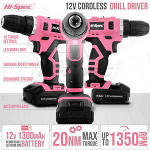 Cordless Drill 12V Lithium Ion Variable Speed Reversible 50Nm Torque With Accessories And <b>Tool</b> Box - Product Image 3