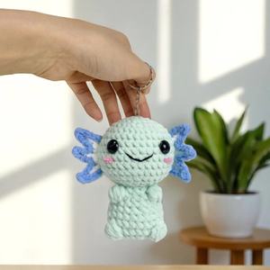 Venta caliente Multi Color lindo Mini <span class=keywords><strong>Crochet</strong></span> Axolotl juguete llavero suave algodón materiales salamandra juguetes relleno tejido Animal muñeca - Product Image 2