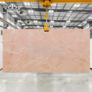 Plateaux en marbre onyx rose translucide sur mesure, design OEM, pour tables d'appoint, décoration intérieure de salon - Product Image 6
