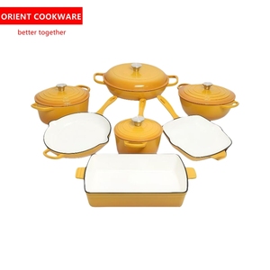 Juego de <span class=keywords><strong>Ollas</strong></span> y Sartenes de Hierro Fundido Esmaltado para Cocina - Juego de 7 Piezas, No Tóxico, Apto para Cocina de Inducción - Product Image 2