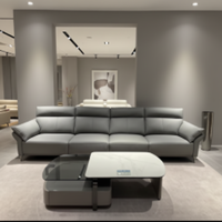 Hellgraues PU-Kunstleder-Sofa-Set Hochwertiges Modernes Sektional-Design mit Schwammfüllung für Apartments, Wohnzimmer, Hotels, Schulen