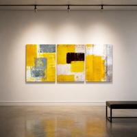 Ensemble d'impressions sur toile abstraites paysagères jaunes et brunes personnalisées, 3 panneaux, art mural pour le salon, décoration de la maison