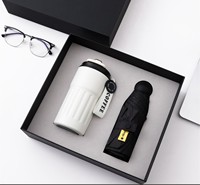 Set de Regalo Personalizado con Logotipo de la Marca Bona, Vaso Térmico de Acero Inoxidable, Batería Externa, Paraguas de Viaje, 3 en 1, Caja de Regalo Corporativa para Empresas