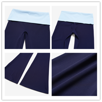 Nouveaux Leggings de Yoga Color Block à Taille Pliée, Jambes Évasées, pour Entraînement, Sport, Fitness, Pantalons à Jambes Larges, Vêtements de Sport, Leggings de Gym pour Femmes