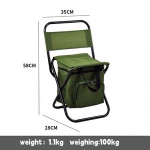 Tabouret pliant en tissu Oxford et acier avec logo personnalisé, siège portable pour randonnée et pique-nique en extérieur avec sac isotherme - Product Image 3