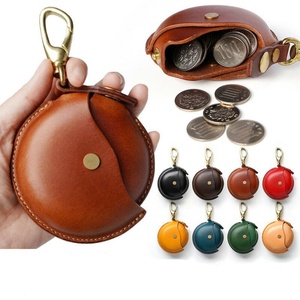Leather First Layer Leather Retro Handmade Round Coin <b>Purse</b> Small Storage Bag Custom Creative Gift Coin Bag - Product Image 1