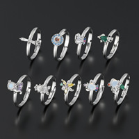 Bagues de luxe ZUOLA en laiton plaqué or de haute qualité, serties de zircone cubique taille baguette et taille princesse, motif dessin animé, bijoux de déclaration, fourniture fabricant
