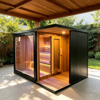 Sauna extérieur pour jardin avec douche intégrée, sauna à vapeur humide en bois massif avec douche