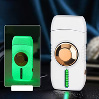 Briquet torche 2-en-1 en métal avec fidget spinner et double flamme jet, briquet coupe-vent à flamme rouge