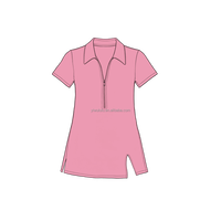 Robe active pour filles, manches courtes, col zippé, jupe-short, pour l'école, le tennis, le golf et les jeux quotidiens