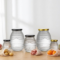 Bocaux en verre vides pour miel d'abeille de 180 ml, 380 ml, 730 ml avec couvercle métallique, réutilisables, pour confiture, miel, conteneur de stockage, pot d'emballage pour miel