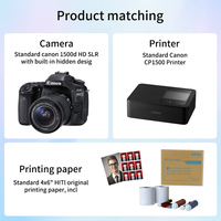 Photomaton tactile haute définition avec texture bois, éclairage RGB et miroir pour fêtes, compatible DSLR, pour événements et fournitures de fête