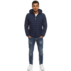 Vestes matelassées personnalisées en polyester et nylon pour hommes, style urbain, unies, chaudes, avec fermeture éclair - Product Image 1