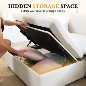 ชุดโซฟาแบบโมดูลาร์ ขยายได้ ดีไซน์คลาวด์ สำหรับห้องนั่งเล่น โครงสร้างไร้โครง ฟองน้ำนุ่ม นั่งสบาย รูปทรงตัวแอล พร้อมเก้าอี้ยาว โครงโลหะ เหมาะสำหรับอพาร์ทเมนต์และโรงแรม - Product Image 2