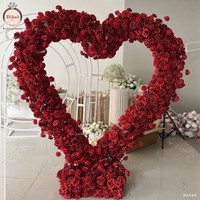 Grosir bunga hati latar belakang lengkung hati berbentuk bunga buatan lengkungan hati mawar merah dekorasi pernikahan lengkungan