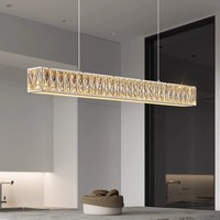 Lustre de restaurant, lampe en cristal de luxe, design créatif, moderne, minimaliste, élégant, long, pour table de bar, salle à manger
