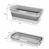 Seau à serpillière pliable en silicone rectangulaire multifonctionnel sur mesure, outil de nettoyage pliable pour l'utilisation de l'eau, panier pliable