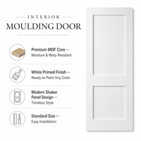 Pintu Interior Solid Core 2 Panel Model Shaker Putih Berlapis Cat Dasar Gaya Modern untuk Kamar Tidur Kantor