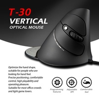 Ratón Vertical con Cable USB ZELOTES T-30, Óptico, para Diestros, con Diseño Ergonómico y Soporte para la Muñeca para Evitar el Estrés en la Mano