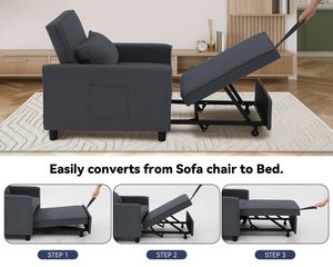 Fauteuil <span class=keywords><strong>canapé</strong></span> convertible 3 en 1 avec <span class=keywords><strong>lit</strong></span> futon extractible pour adultes fauteuil inclinable simple en velours côtelé moderne pour petits espaces - Product Image 4