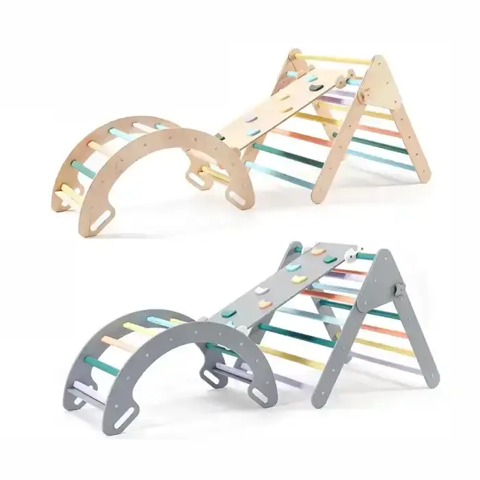 Best Pikers Triangle Wood Baby Gym Climbing Triangle Set Of 3 Montessori Climbing Wooden Climbing Set