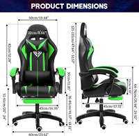Offre Spéciale 2025 Chaise Gamer de Massage en Cuir PVC Intégral Vert LED de Très Haute Qualité avec Éclairage PC RGB et Repose-Pieds