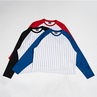 T-shirt décontracté à manches longues et courtes en polyester 220 g/m² pour homme, coupe ample, style streetwear, color block et rayures