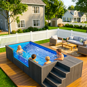 สระว่ายน้ำไฟเบอร์กลาสสำเร็จรูปสำหรับครอบครัว สระสปาสำหรับกลางแจ้ง สระว่ายน้ำสำหรับเด็ก - Product Image 3