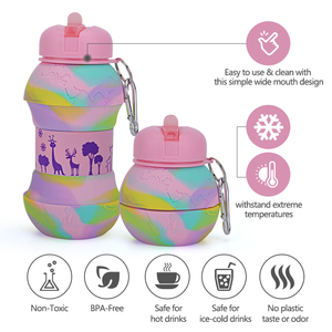 Bouteille d'Eau Pliable Sans BPA pour Enfants, Design Ballon en Silicone, <span class=keywords><strong>Gourde</strong></span> de <span class=keywords><strong>Sport</strong></span> Pliante, Logo <span class=keywords><strong>Personnalisé</strong></span>, École, Voyage pour Enfants - Product Image 3
