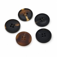 Kancing Resin Imitasi Tanduk Empat Lubang Matte Warna Coklat Hitam 15mm 18mm 25mm untuk Jas Mantel Rajutan