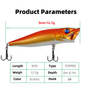 <span class=keywords><strong>Leurre</strong></span> de pêche Big Mouth Water Wave en acier inoxydable 9cm/12.7g, appât artificiel dur pour pêche en surface/milieu, eau de <span class=keywords><strong>mer</strong></span>/eau douce, Black Bass - Product Image 2