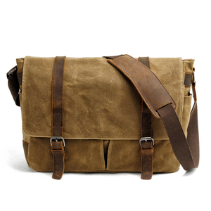 Borsa a Tracolla Vintage in <span class=keywords><strong>Pelle</strong></span> e Tela Cerata per <span class=keywords><strong>Uomo</strong></span>, Impermeabile, Stile Messenger - Product Image 1