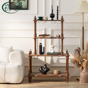 Estante de Madera Maciza Vintage de Múltiples Niveles, Color Nogal, Estante de Exhibición Independiente para Sala de Estar o Floristería, Almacenamiento Decorativo - Product Image 2