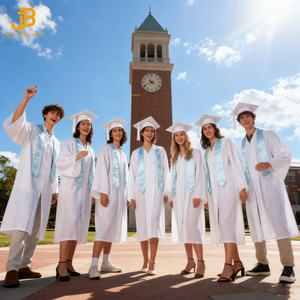 Robe de graduation blanche pour adultes en gros avec étole <span class=keywords><strong>bleu</strong></span> <span class=keywords><strong>ciel</strong></span> Robe de graduation Toga à vendre - Product Image 4