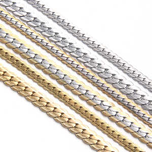 Vintage Waterproof Non Tarnish 5/7MM <strong>Men</strong> Jewelry <strong>Accessories</strong> 18K Gold Plated Stainless Steel <strong>Chains</strong> Women Embossed Necklaces - Product Image 2