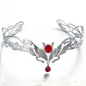 Nuovo Arrivo Corona Retrò da <span class=keywords><strong>Regina</strong></span>, Gioiello per la Fronte, Copricapo per Cosplay, Fascia per Capelli in Lega con Foglie Retrò, <span class=keywords><strong>Tiara</strong></span> con Strass Colorati - Product Image 4