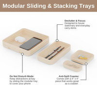 Organisateur de bureau modulaire écologique en bois massif poli minimaliste avec multifonctionnalité