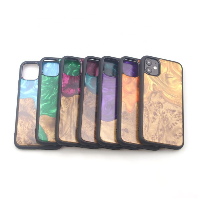 Unique Art Wood Resin Phone Case for iPhone 11 12 13 14 15 16 17 18 Pro Max, Nature Resin Wood Cover Case for Samsung S26 Ultra