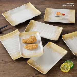 Egrand Shabby <span class=keywords><strong>Chic</strong></span> 100% Assiettes à dîner en mélamine or blanc <span class=keywords><strong>Assiette</strong></span> en plastique pour restaurant Vaisselle de luxe Plats - Product Image 5